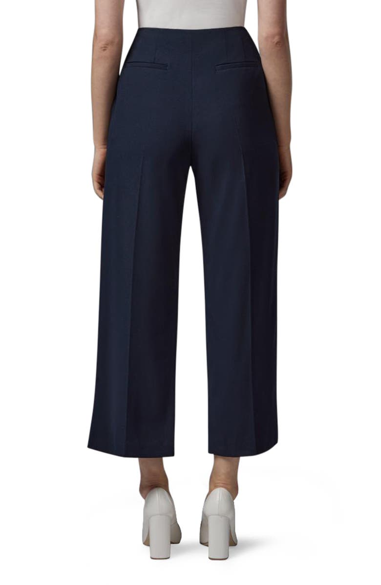 LK Bennett Parker Button Detail Crop Straight Leg Trousers, Alternate, color, Midnight