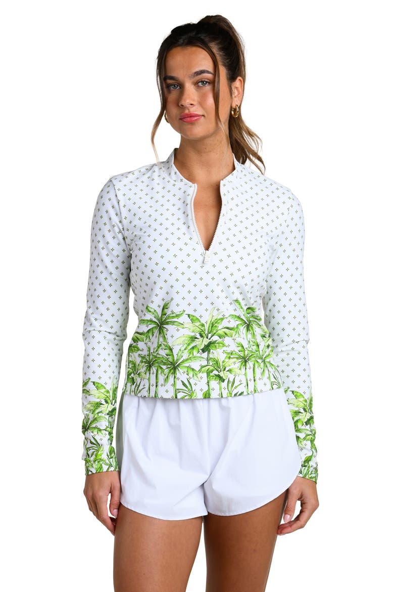Club Palm Half Zip Top, Alternate, color, LIME