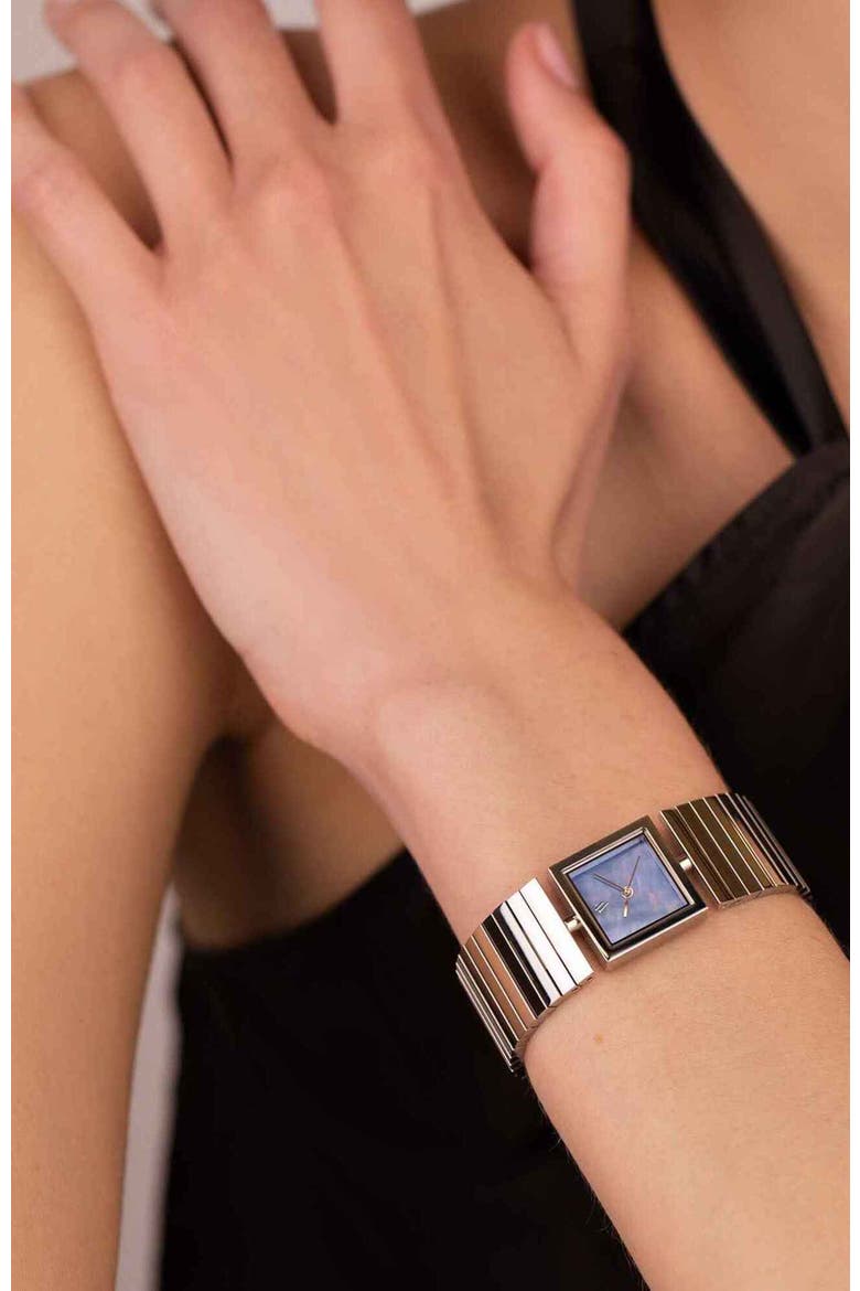 Linea Gemstone Watch, Alternate, color, Blue Pearl-Silver
