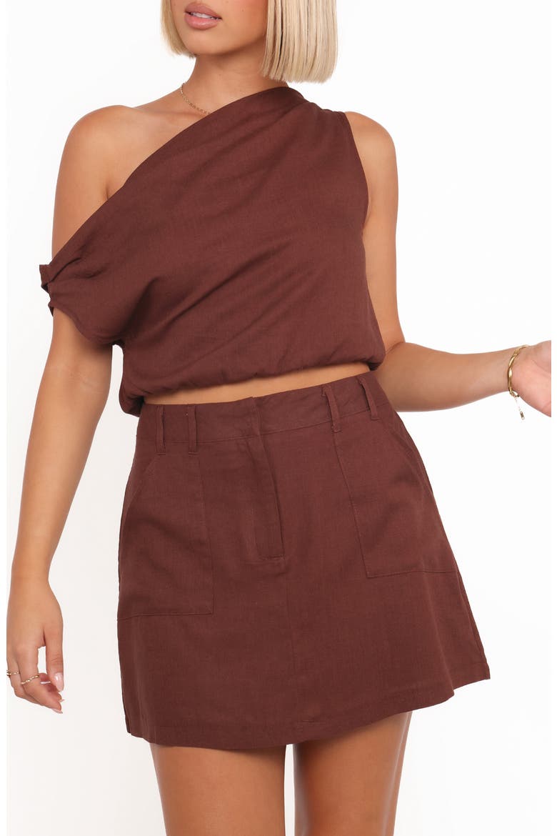 Shaw One-Shoulder Crop Top, Main, color, CHOCOLATE BROWN