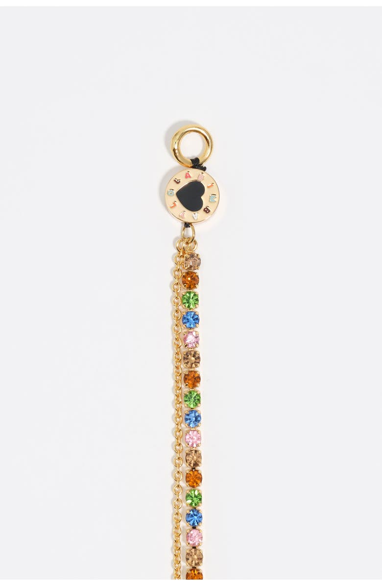 Bimba y Lola Double-Layer Crystals Logo Chain Necklace, Alternate, color, Black