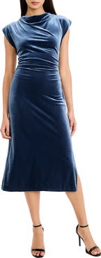 Maggy London Softly Draped Velvet Midi Dress