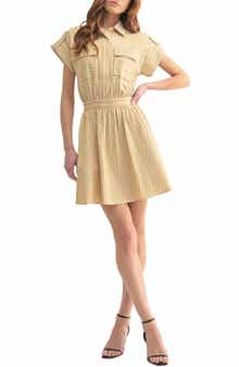 Mila Mae Stripe Short Sleeve Cotton Seersucker Shirtdress