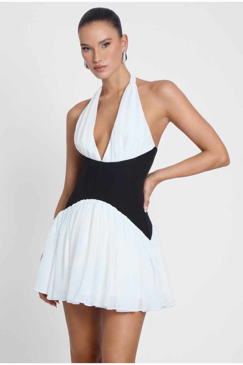 Harper Corset Mini Dress, Alternate, color, White & Black