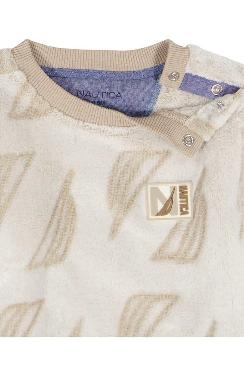 Nautica Sail Print Velour Sweater & Pants Set, Alternate, color, Beige