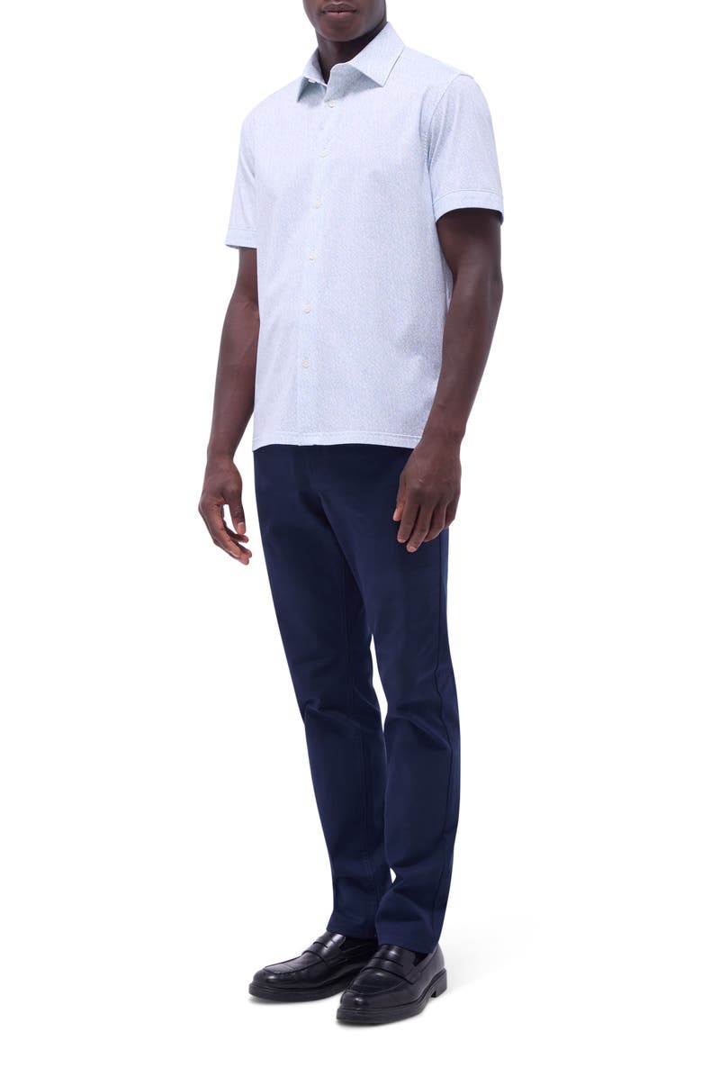 Bugatchi Milo OoohCotton<sup>®</sup> Guitar Print Short Sleeve Button-Up Shirt, Alternate, color, Menthol