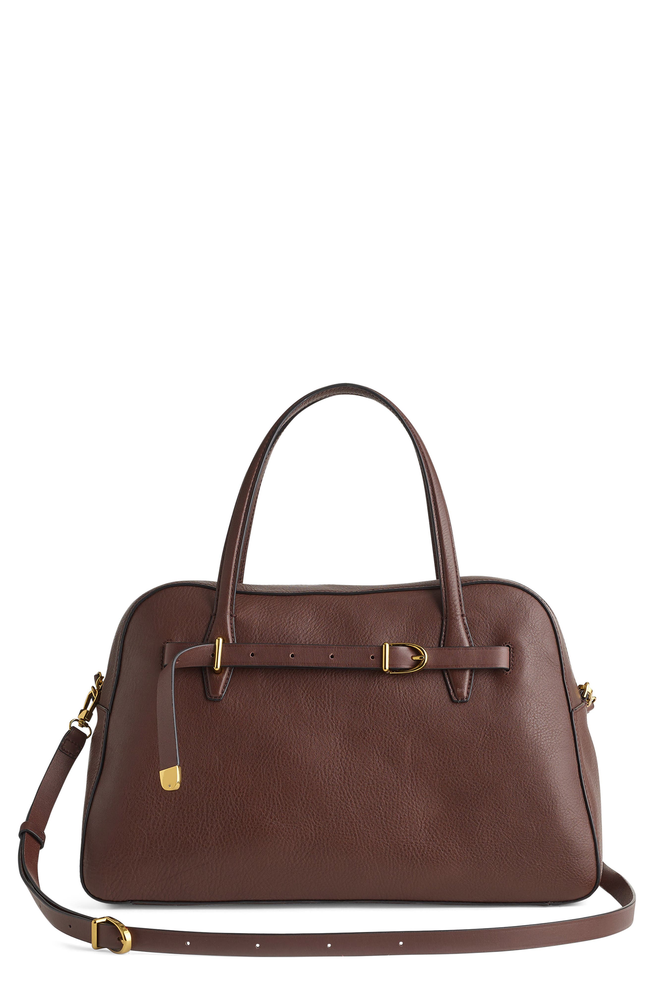 Madewell The Belted Satchel Bag, Main, color, Rich Brown