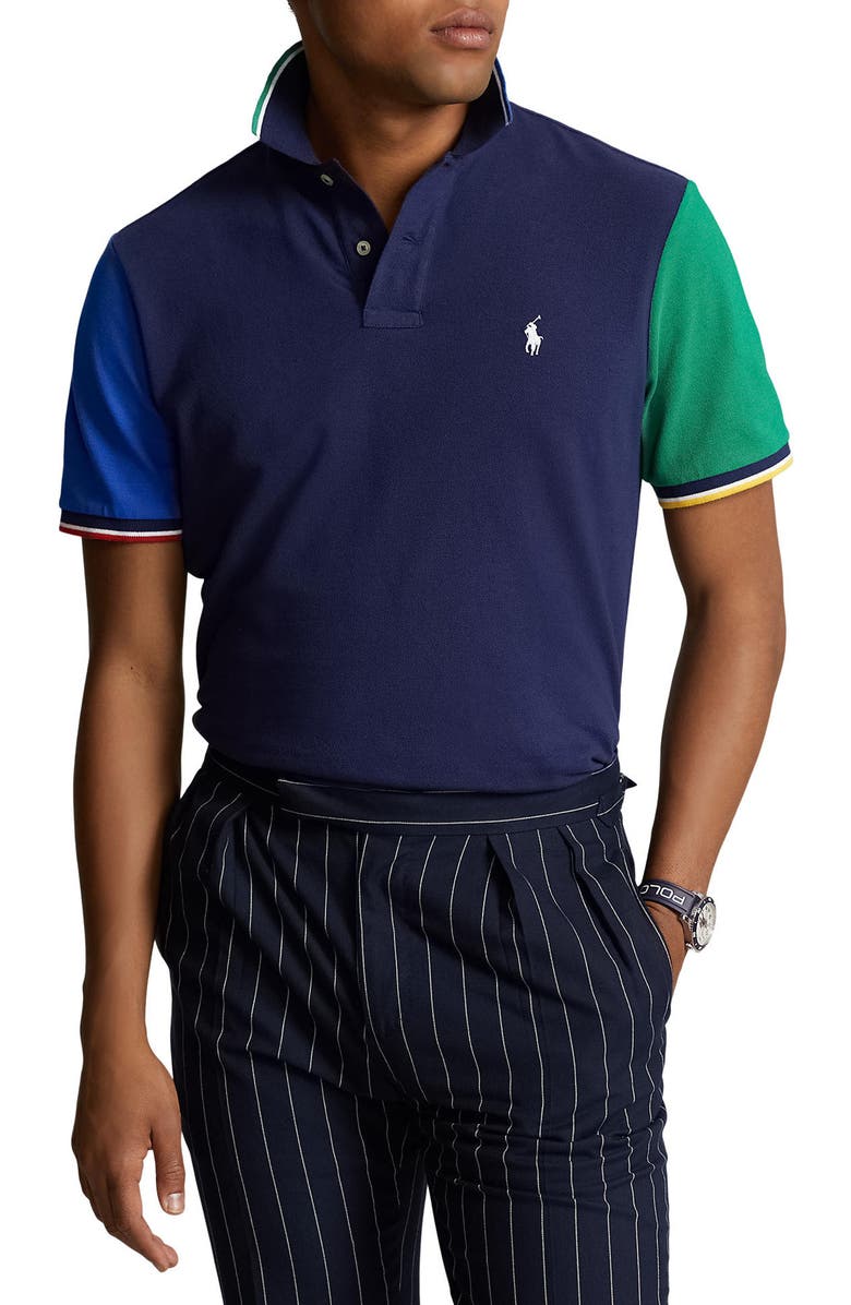 Polo Ralph Lauren Colorblock Cotton Piqué Polo, Main, color, 