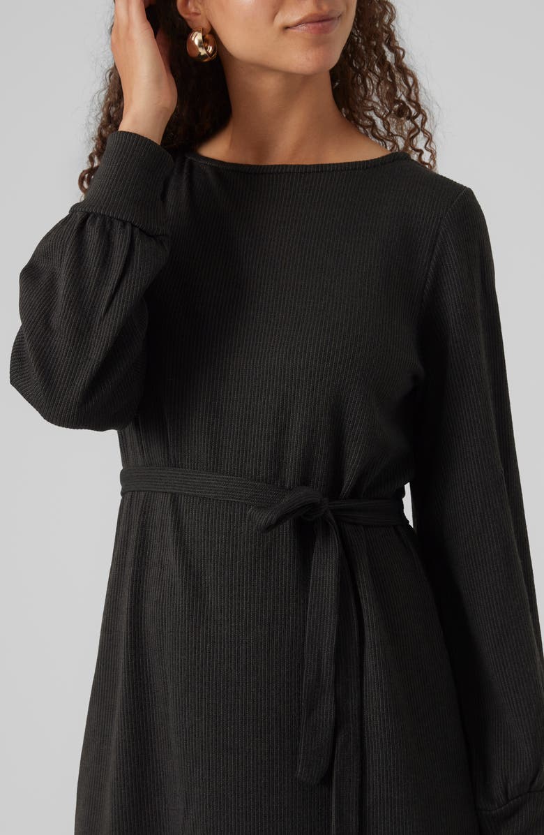 VERO MODA Otea Long Sleeve Tie Waist Dress, Alternate, color, Black