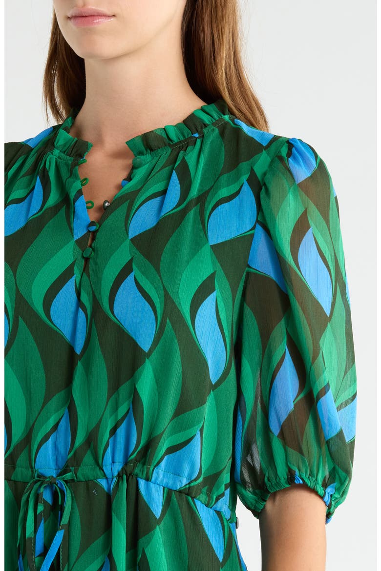 Mare Abstract Print Tiered Minidress, Alternate, color, EMERALD BLUE
