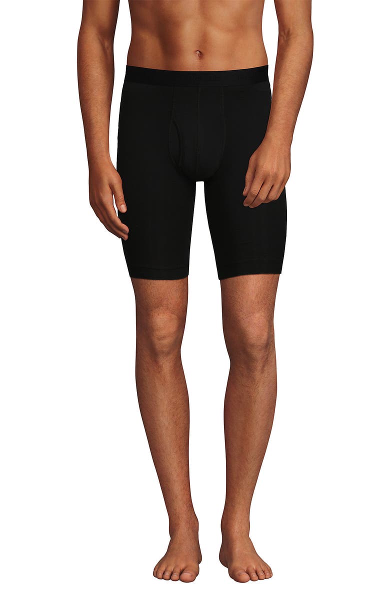 Lands' End Longer Flex Performance Boxer Brief 3 pack, Main, color, Black