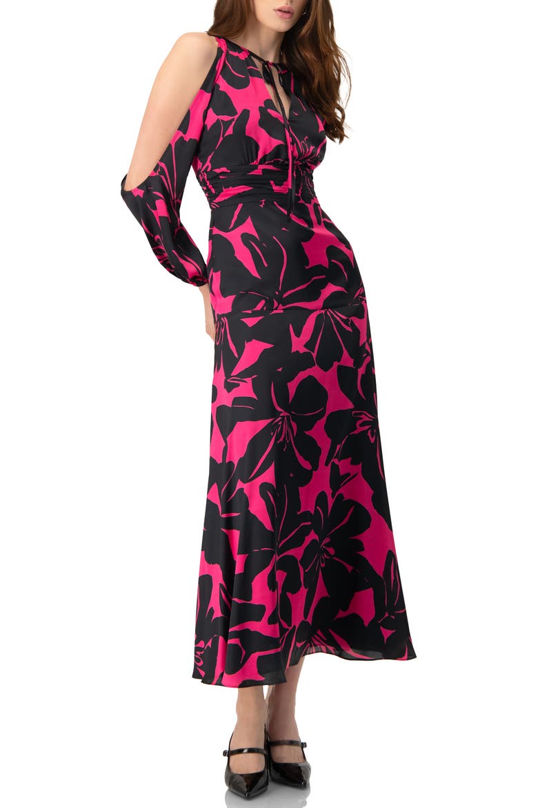 Off-Shoulder Long Sleeve Maxi Dress, Alternate, color, Fuchsia