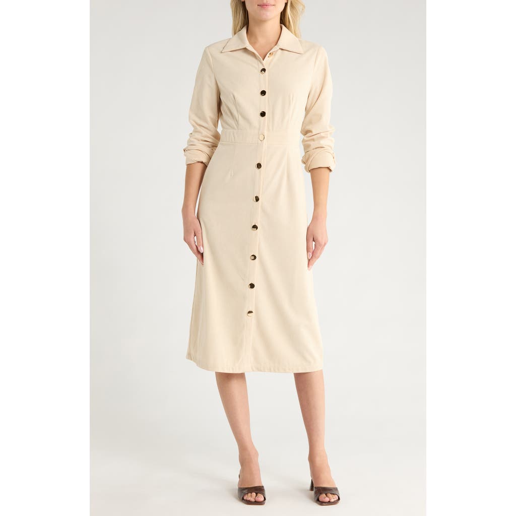 Area Stars Dion Long Sleeve Shirtdress In White