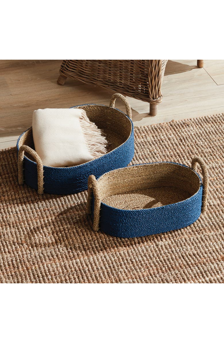Napa Home & Garden Tiana Seagrass Short Oval Decorative Baskets Set of 2, Alternate, color, Blue