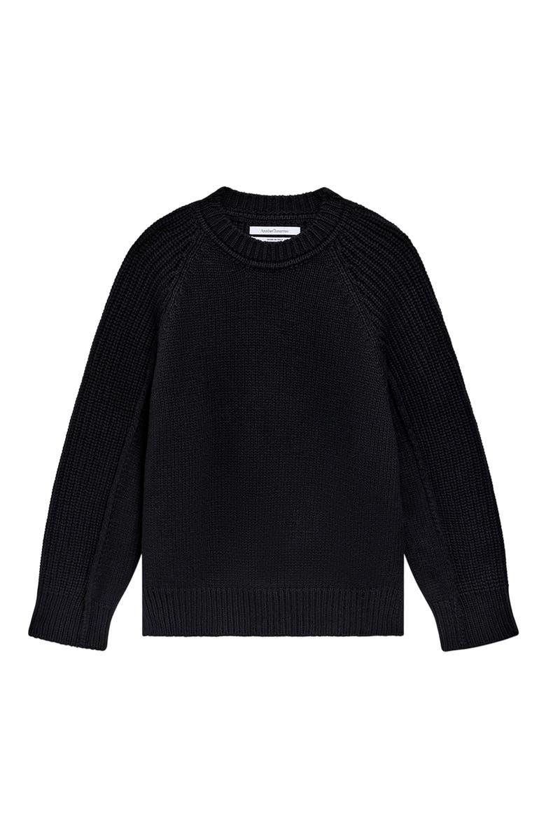 Another Tomorrow Oversized Luxe Crewneck, Alternate, color, Black