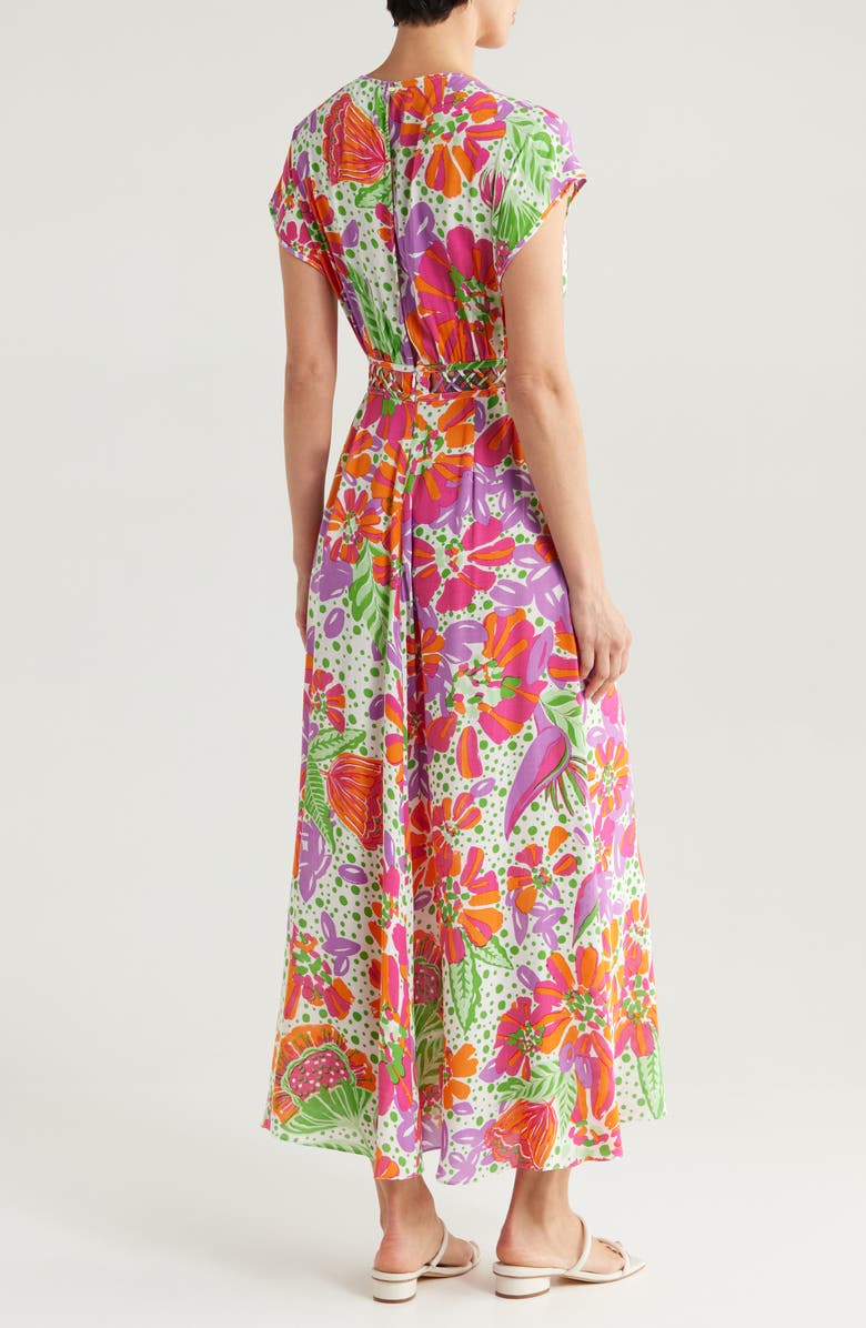 Poupette St Barth Cecile Floral Print Cover-Up Midi Dress, Alternate, color, Pink Artistic Flower