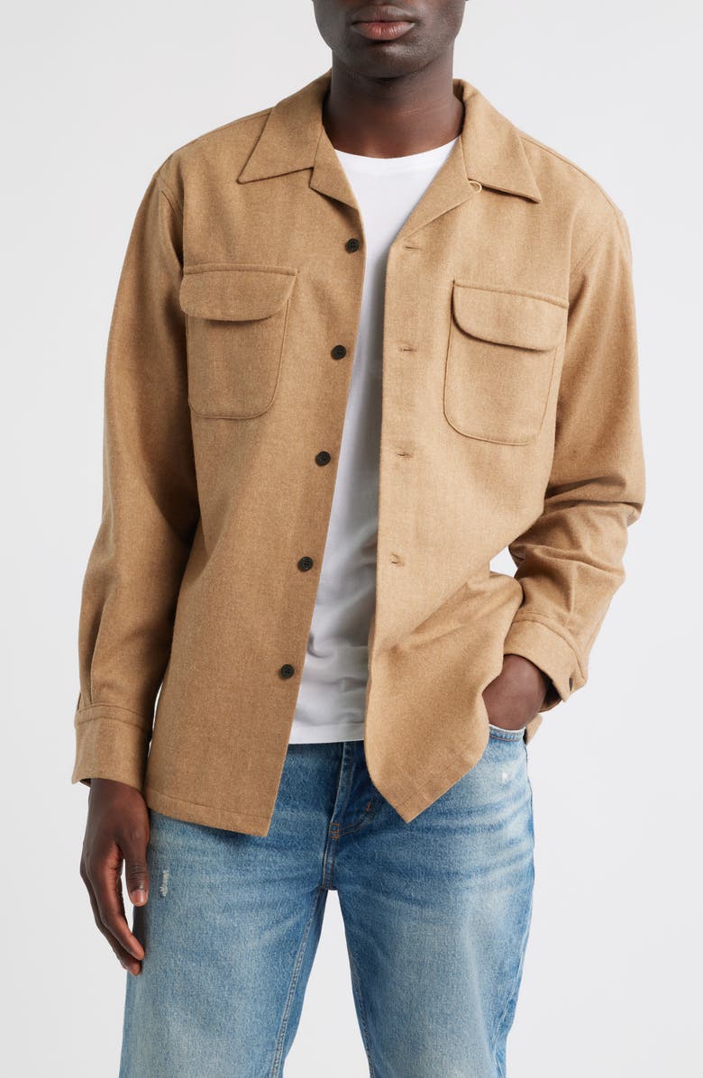 Pendleton Board Wool Flannel Button-Up Shirt, Main, color, Tan Mix