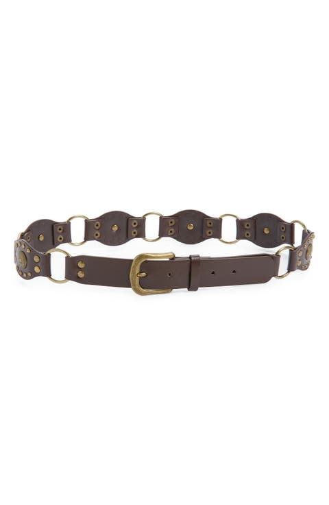 Studded O-Ring Faux Leather Belt