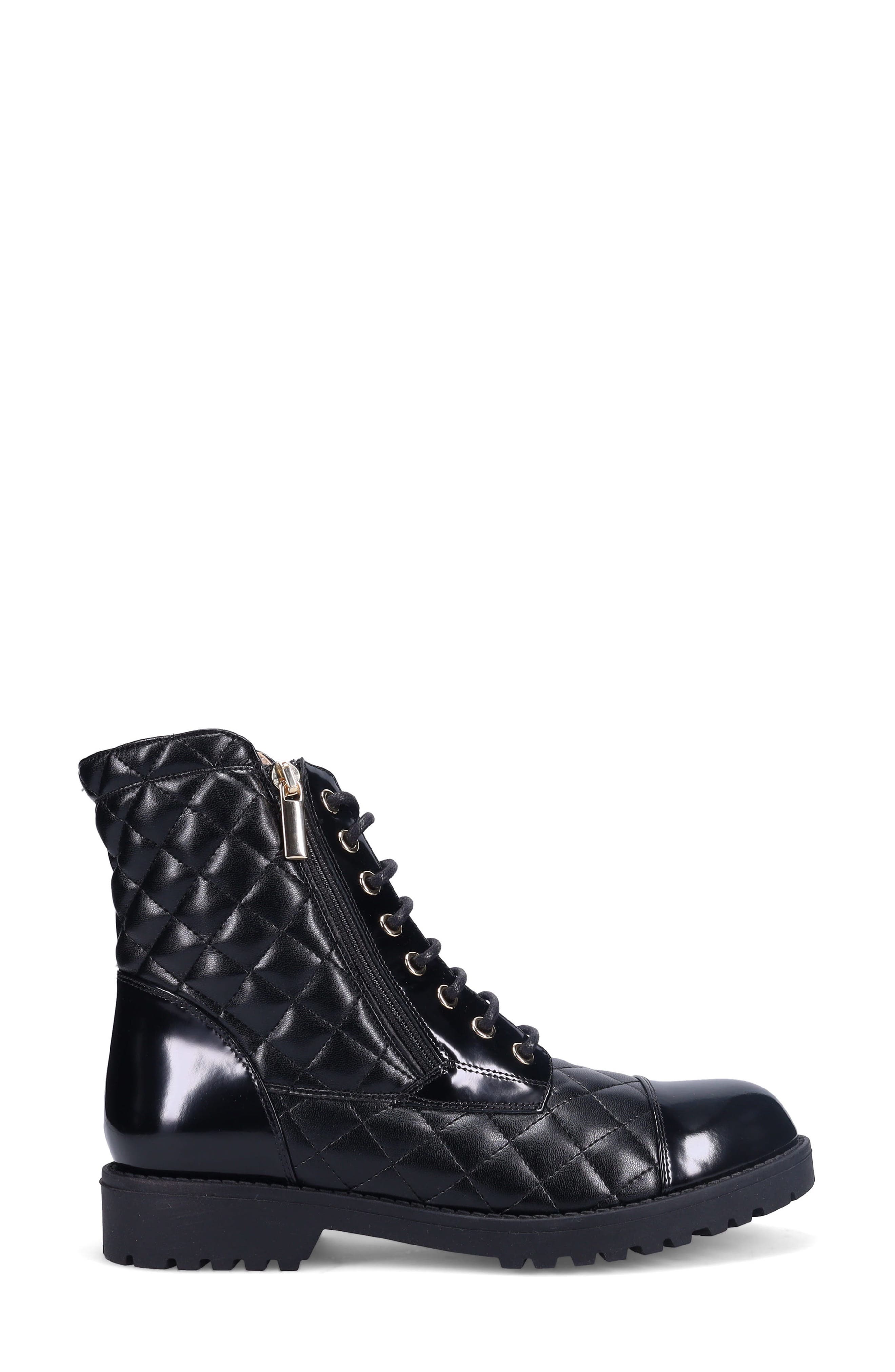 Tiffin Waterproof Quilted Leather Combat Boot, Alternate, color, ONYX