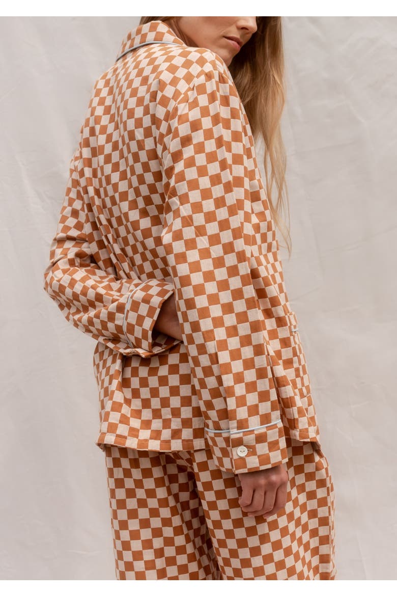 Cotton Long Sleeve Pajamas, Alternate, color, Honey Checkerboard