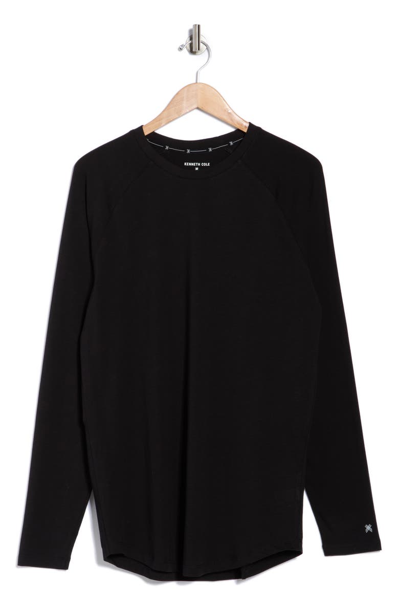 Kenneth Cole Stretch Cotton Long Sleeve Activewear T-Shirt, Alternate, color, Black