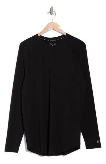 Kenneth Cole Stretch Cotton Long Sleeve Activewear T-shirt In Black