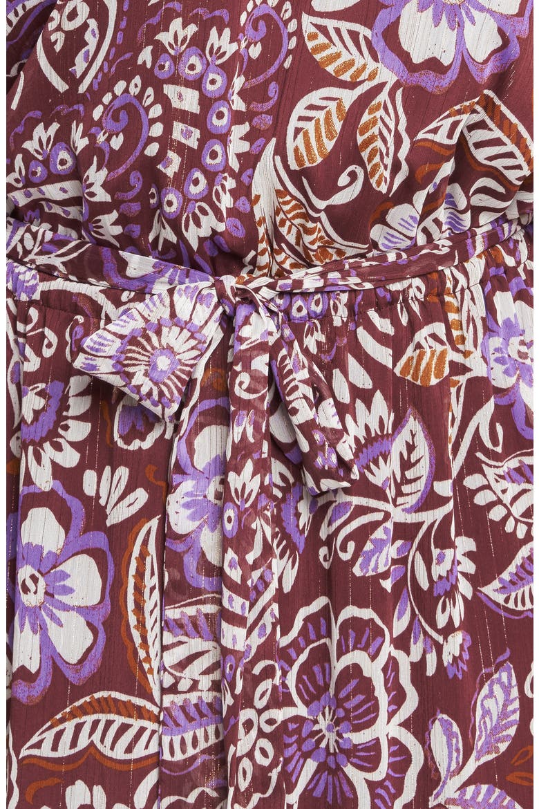 Print Long Sleeve Maxi Dress, Alternate, color, PLUM