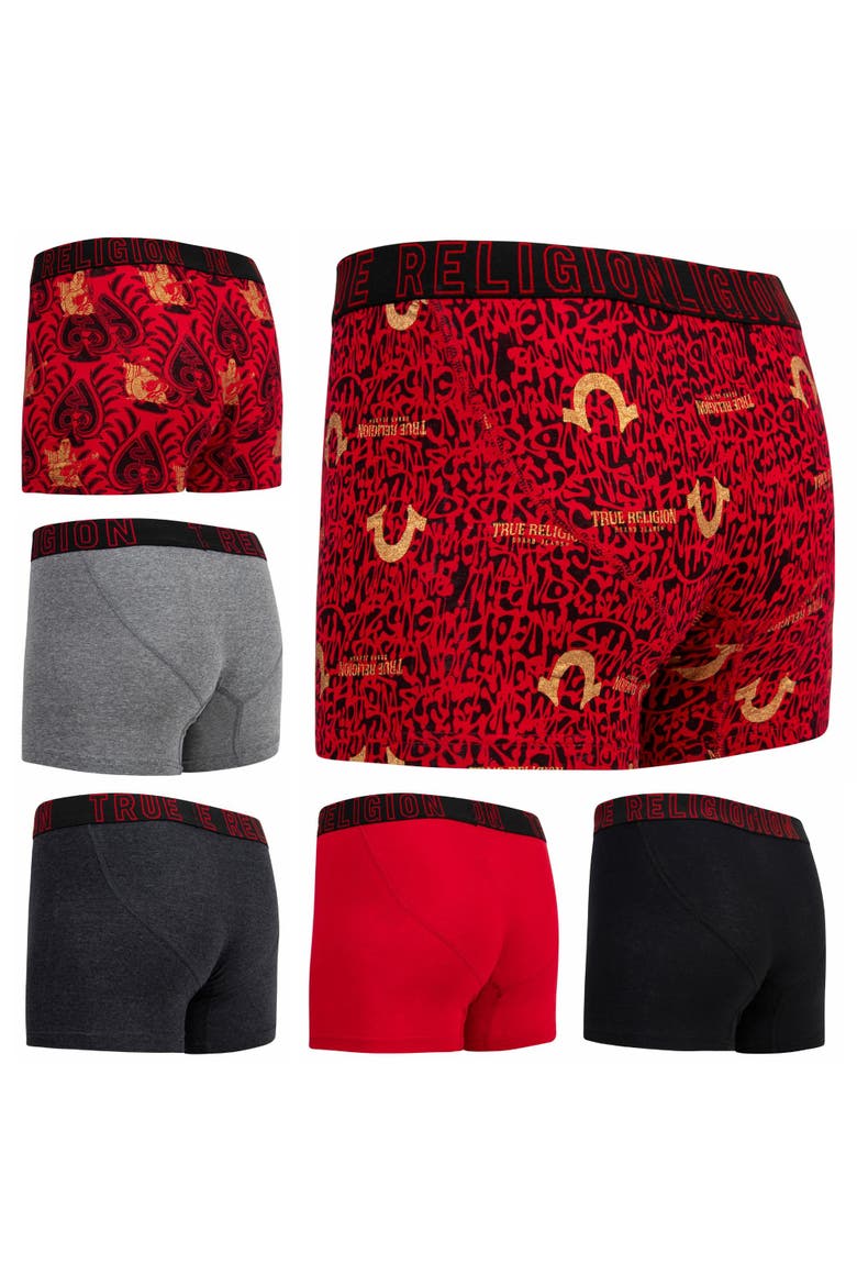Mens Boxer Briefs Cotton Stretch Underwear for Men Pack of 6 Red/Black, Alternate, color, Red