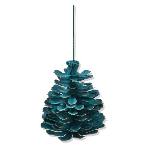 Cobalt Blue Paper Pinecone Tree Ornaments Holiday Decor
