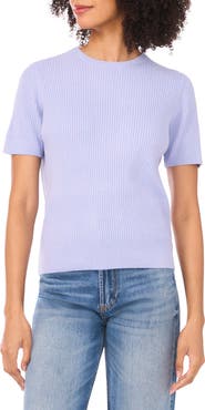 Halogen® Short Sleeve Rib Sweater Top