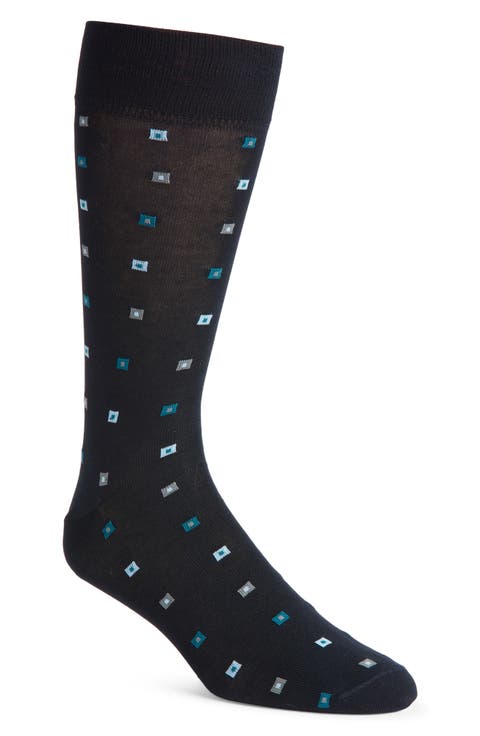 Geometric Pattern Cotton Blend Dress Socks