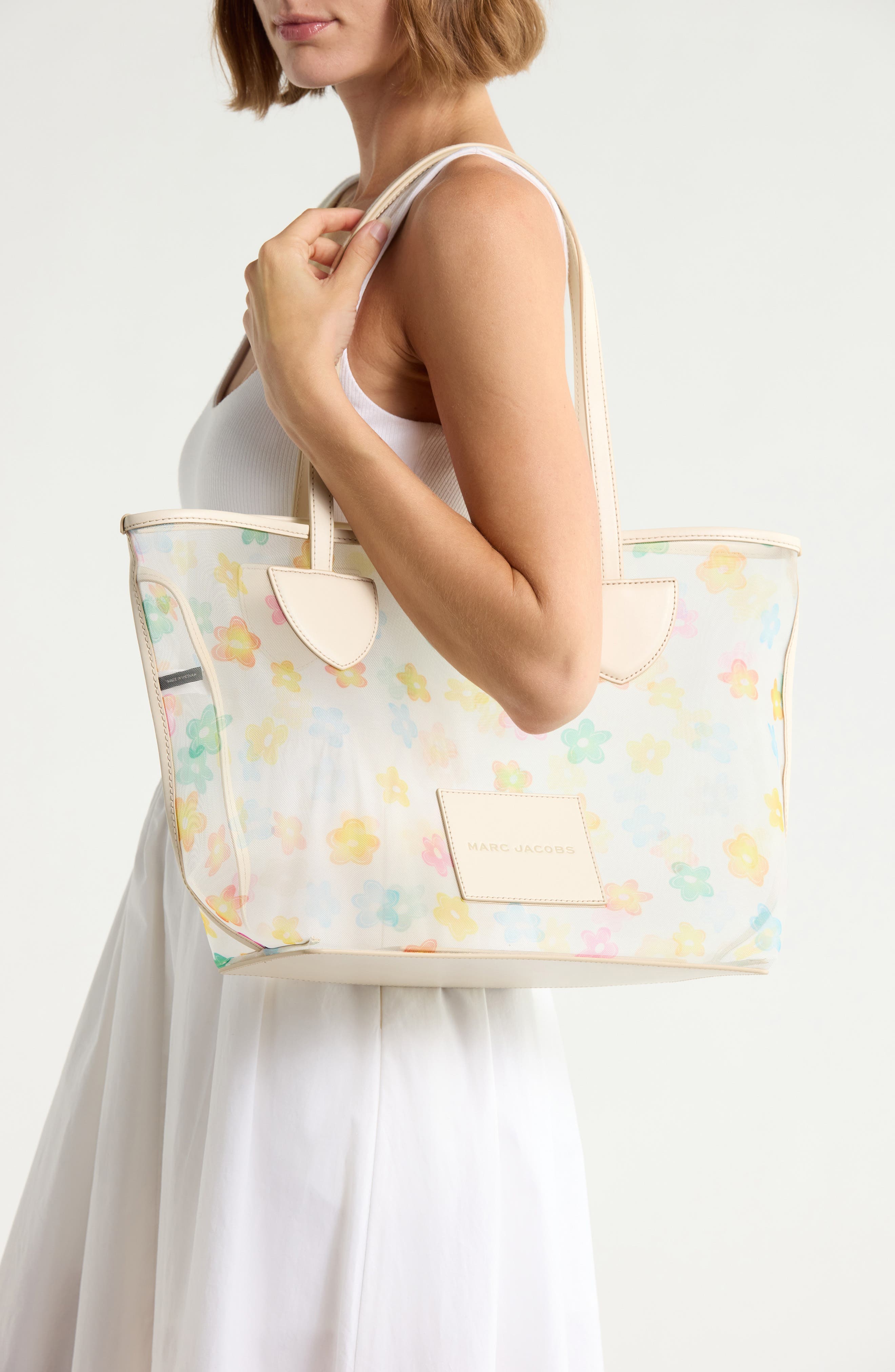 Print Tote with Pouch, Alternate, color, WHITE MULTI