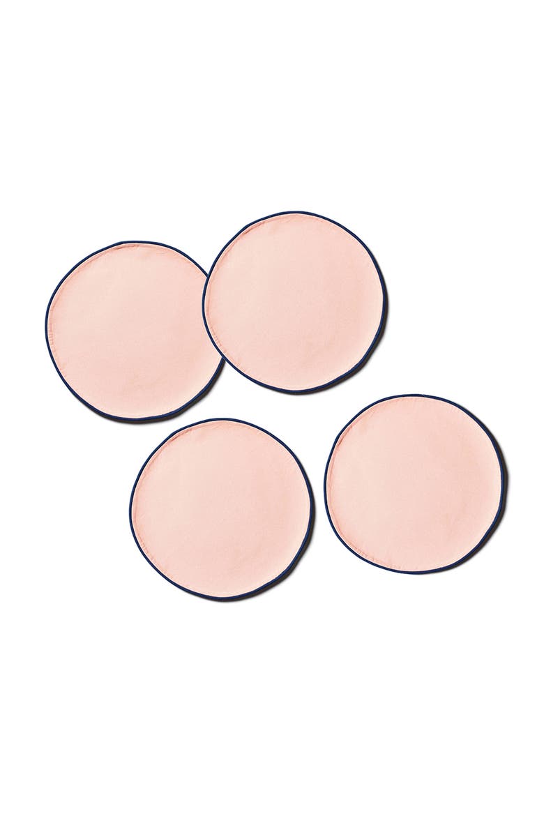 Provence and Navy Color Block Round Placemat Set of 4, Main, color, Pink