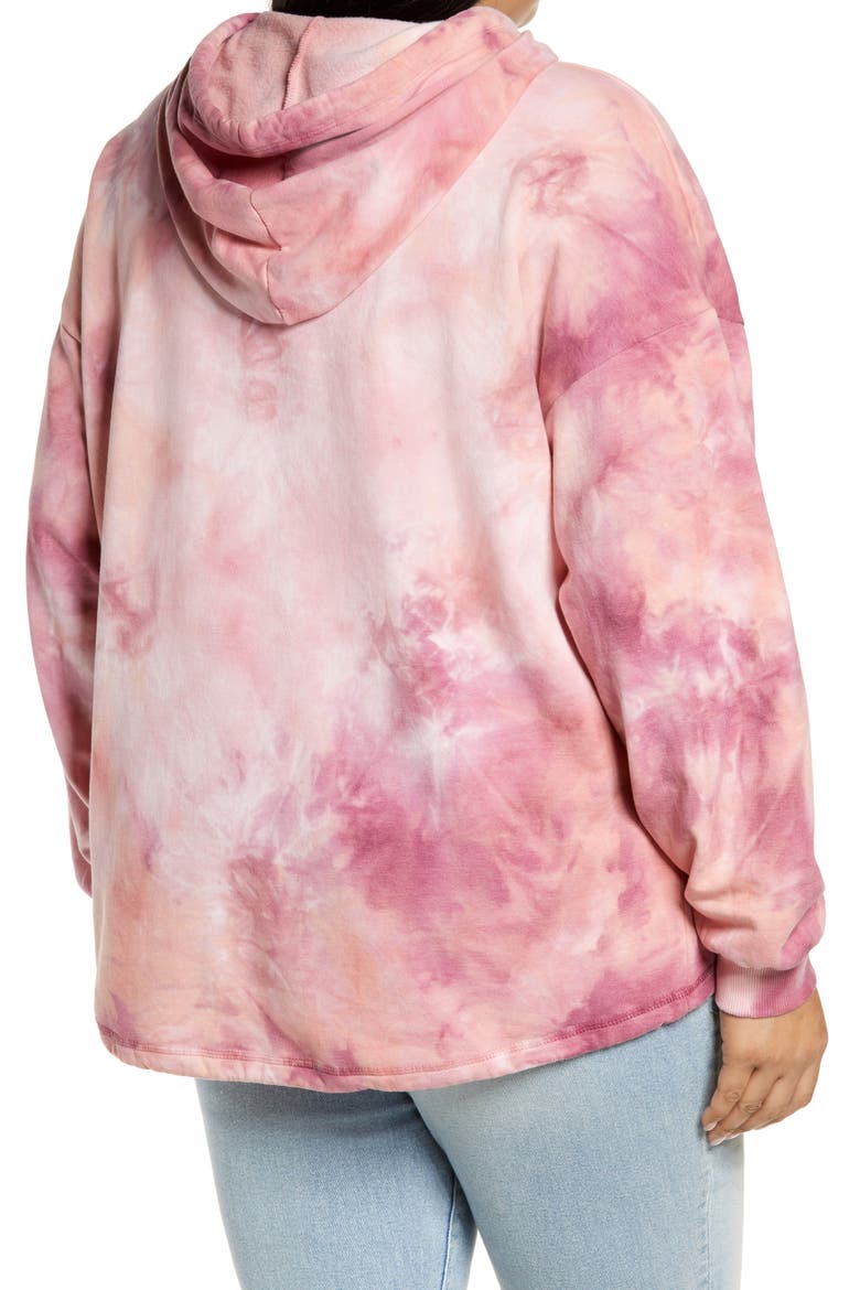 Women's Tie Dye Fleece Hoodie, Alternate, color, PINK- PURPLE TIE DYE