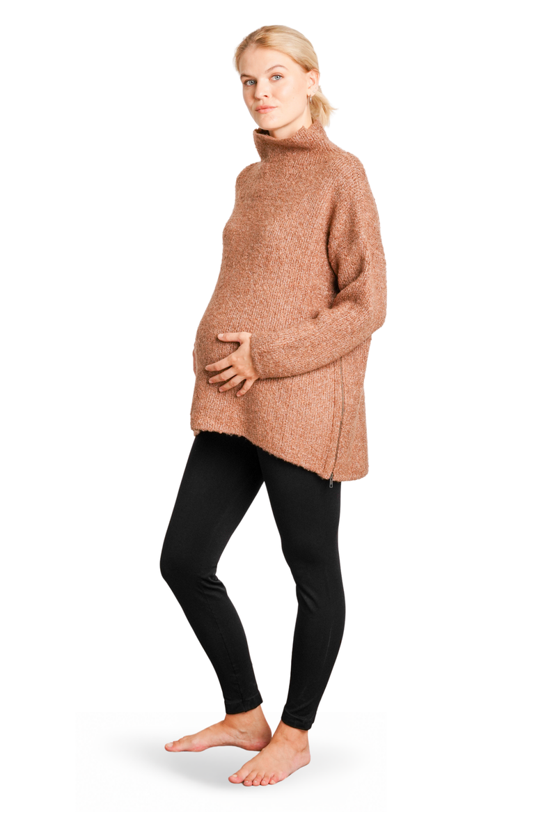 Lia Maternity & Nursing Turtleneck Sweater, Alternate, color, MOCHA