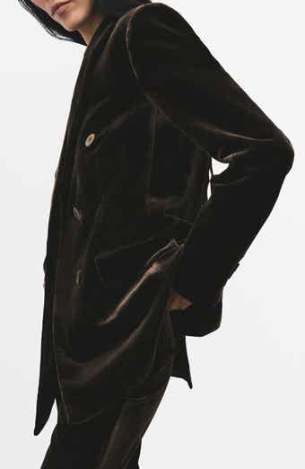 MANGO Double Breasted Velvet Blazer