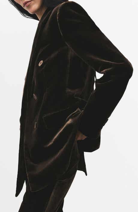 MANGO Double Breasted Velvet Blazer