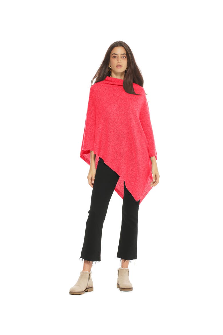 Essential Pure Cashmere Poncho, Alternate, color, Coral Red