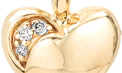 Adina Reyter 9k Yellow Gold Diamond Puff Heart Charm Pendant In Gold