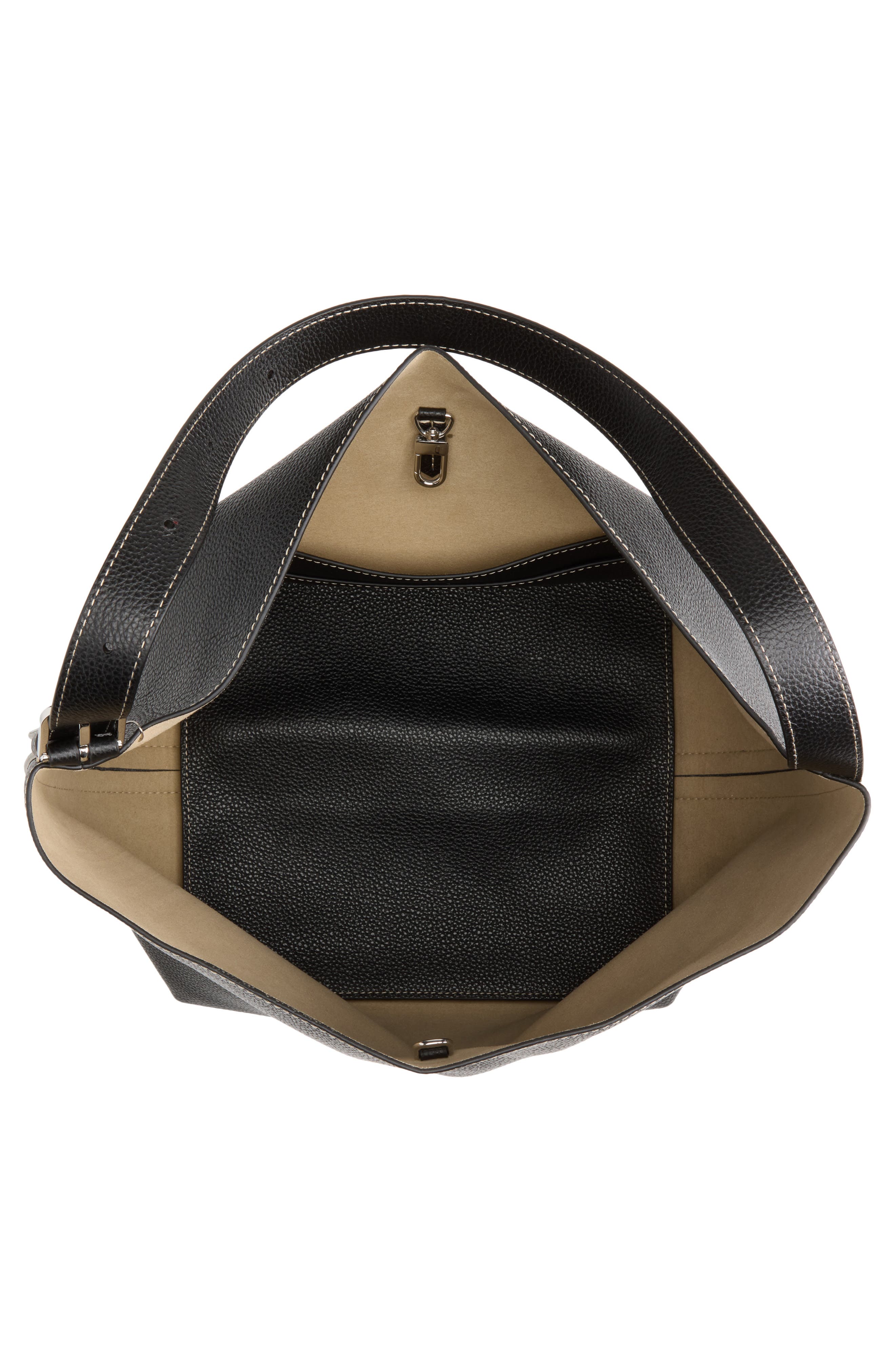 Medium Belted Leather Hobo Bag, Alternate, color, BLACK