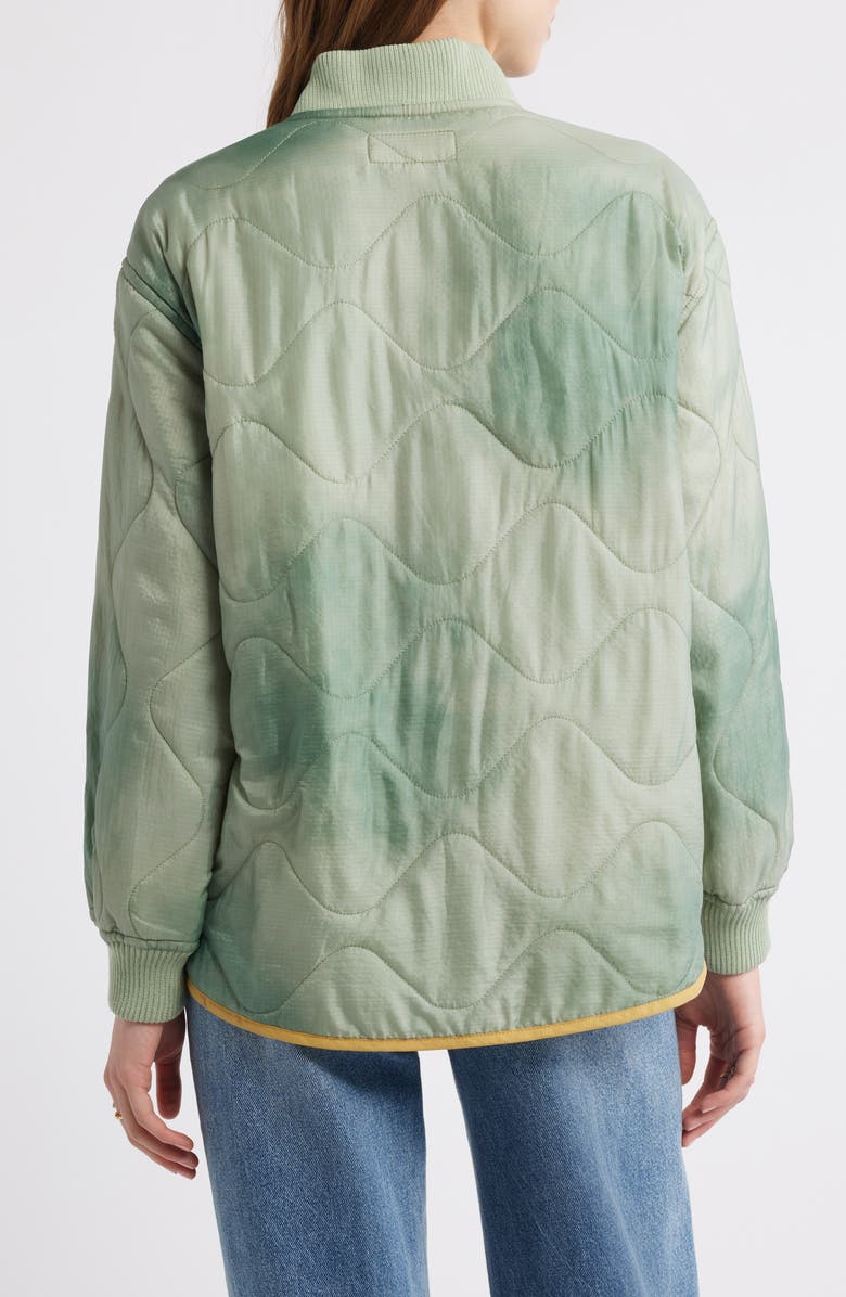 THE GREAT. The Quilted Liner Jacket, Alternate, color, Mottled Green