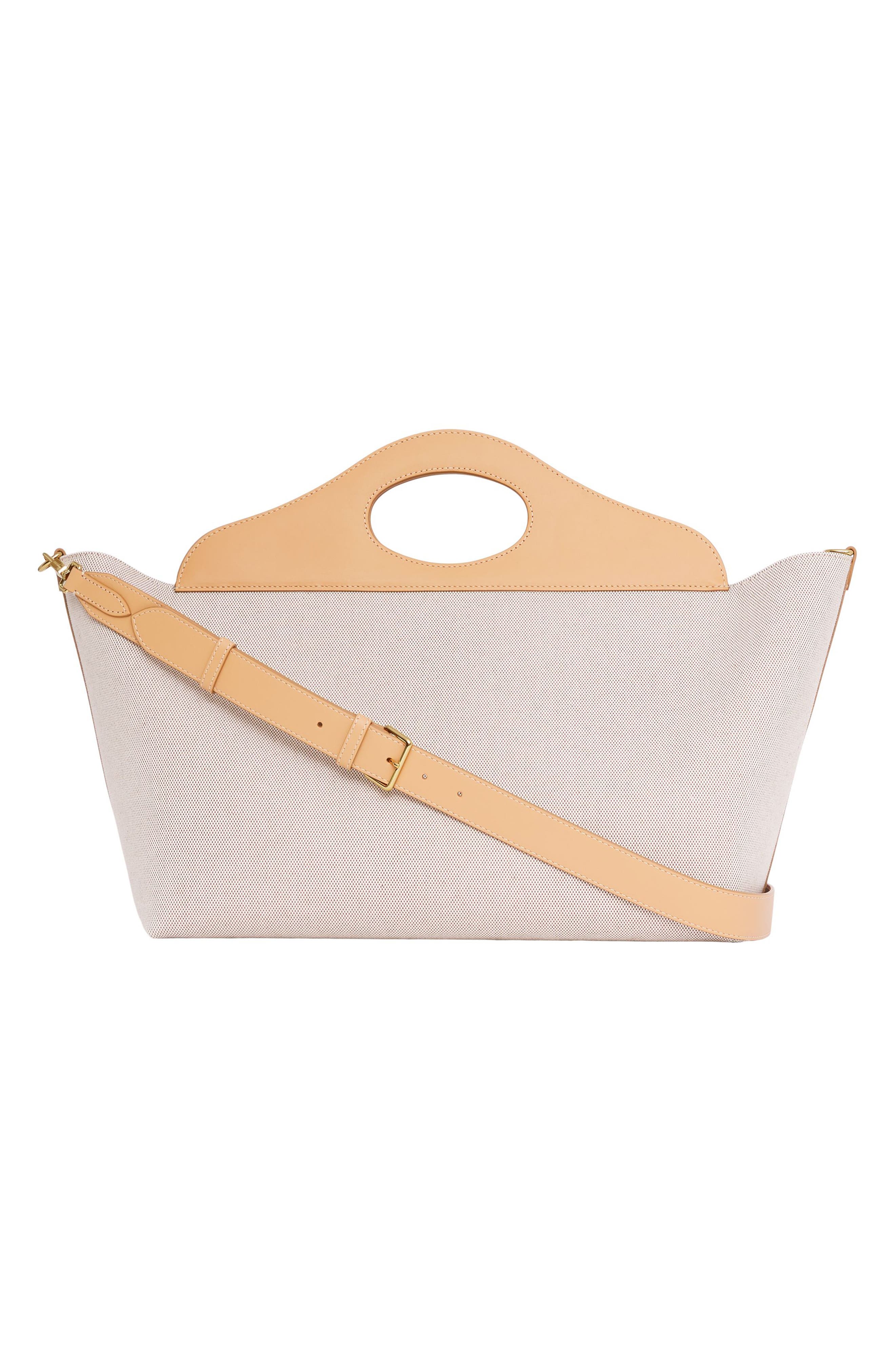 Burberry Medium Pocket Logo Canvas & Leather Tote, Alternate, color, 