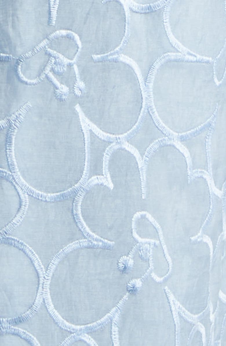 Cecilie Bahnsen Cerise Floral Embroidered Organza Top, Alternate, color, Light Blue Felicia Embroidery