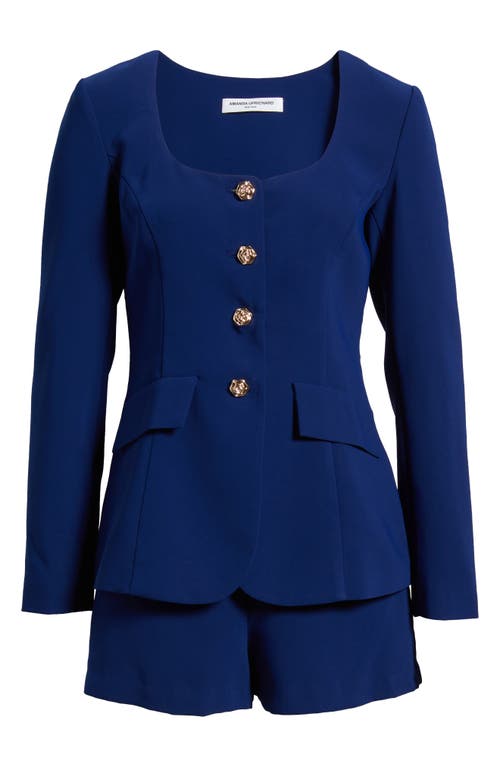 Amanda Uprichard Kya Long Sleeve Romper In Navy