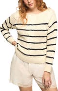 Lucky Brand Stripe Cable Stitch Cardigan