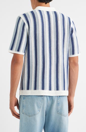 Porto Stripe Short Sleeve Cotton Blend Button-Up Shirt
