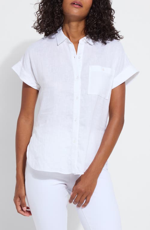 Lyssé Lyla Short Sleeve Linen Button-up Shirt In White