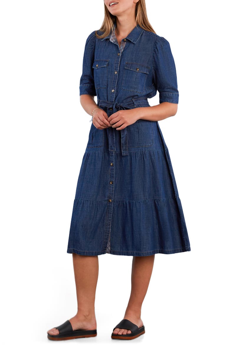 Dreamer Belted Tiered Denim Utility Shirtdress, Alternate, color, DREAM BLUE