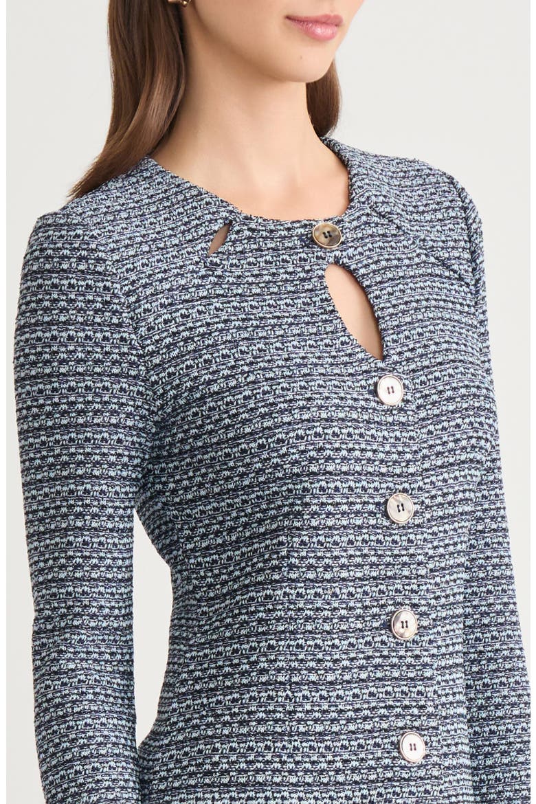 x Lani Lynn Keyhole Cutout Tweed Knit Minidress, Alternate, color, MOONLIT NAVY/BLUE FROST/BLACK