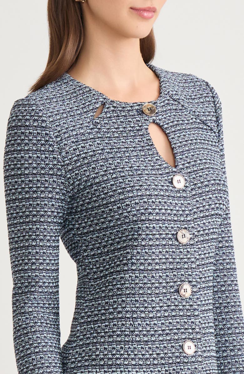 Misook x Lani Lynn Keyhole Cutout Tweed Knit Minidress, Alternate, color, Moonlit Navy/Blue Frost/Black